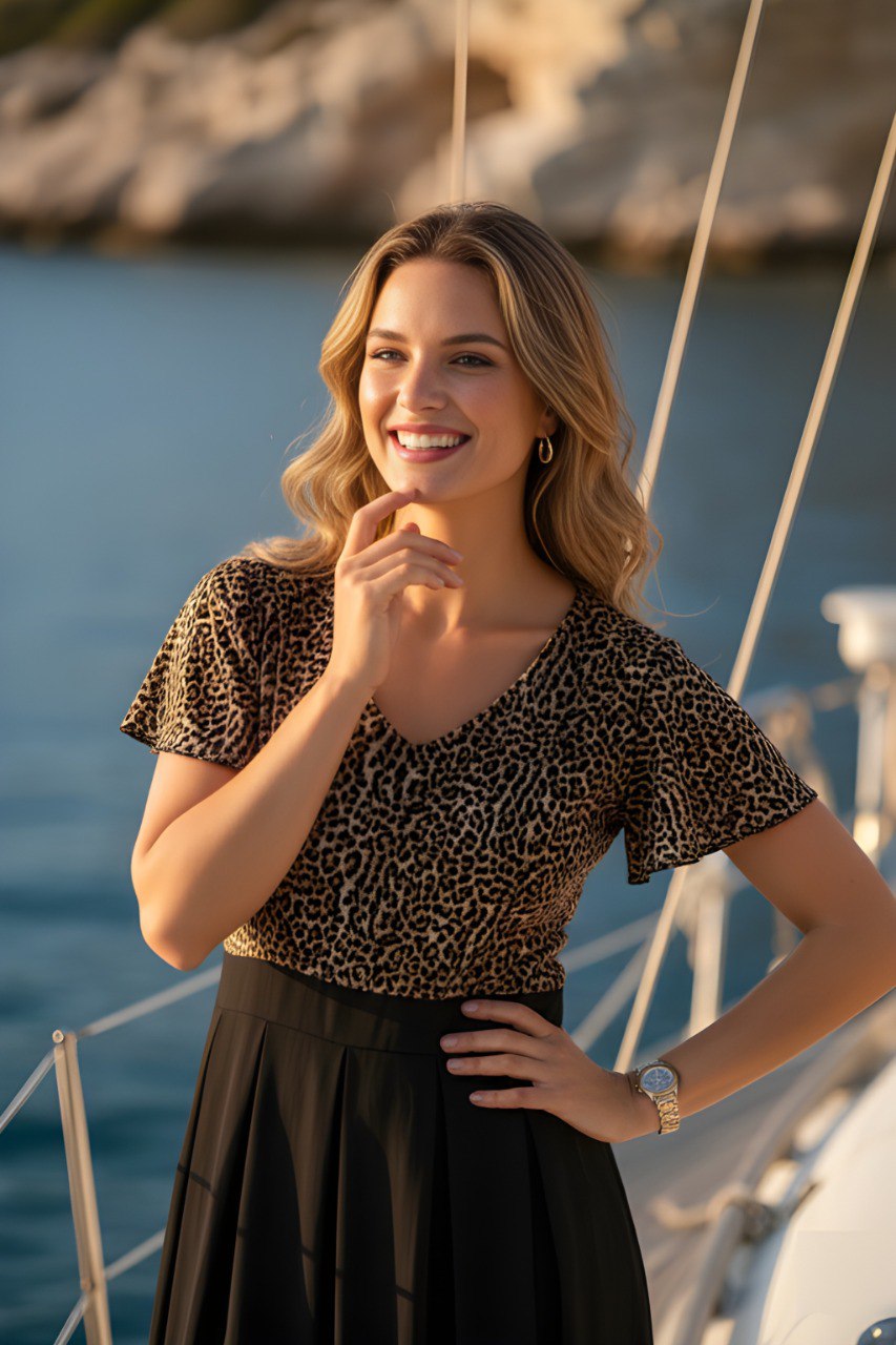 Leopard Print V-Neck Flutter Sleeve fancy dress - one piece