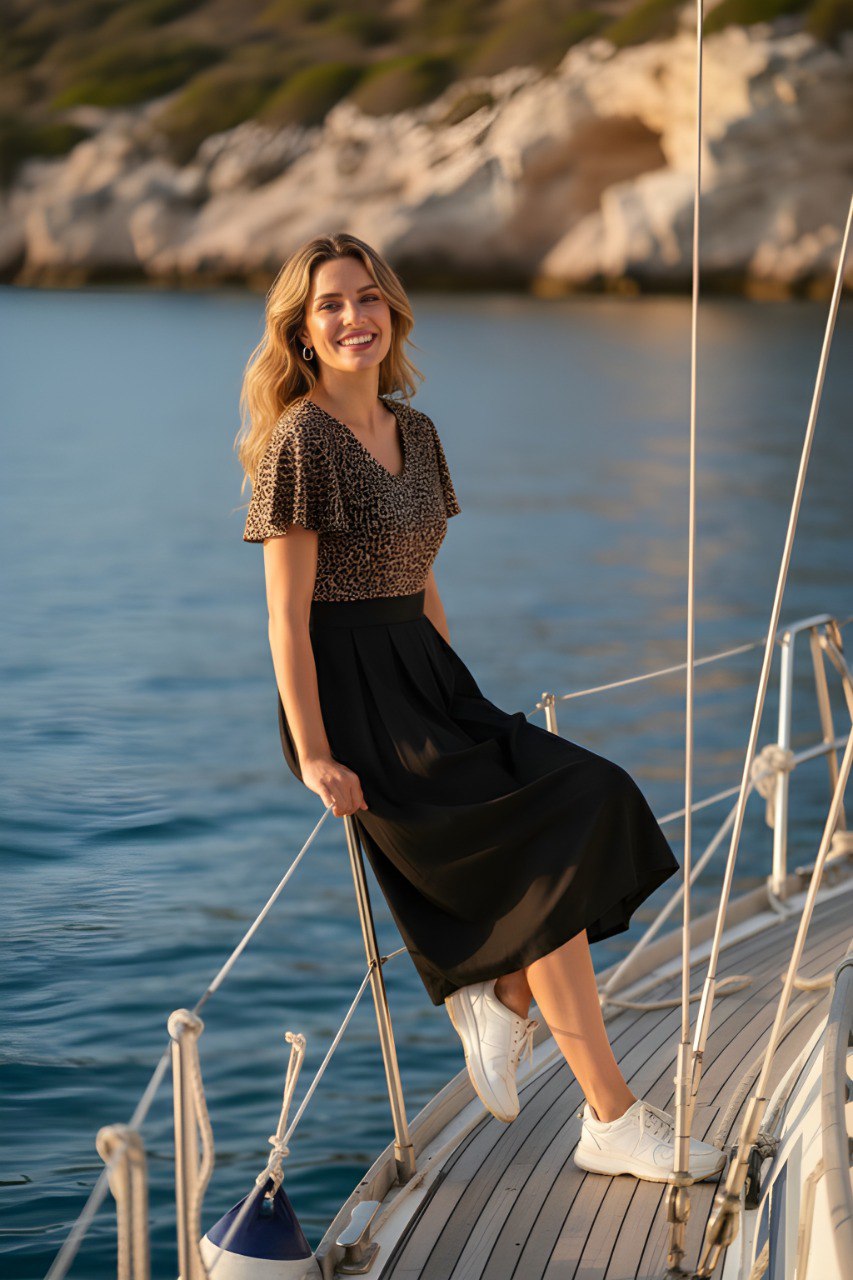 Leopard Print V-Neck Flutter Sleeve fancy dress - one piece